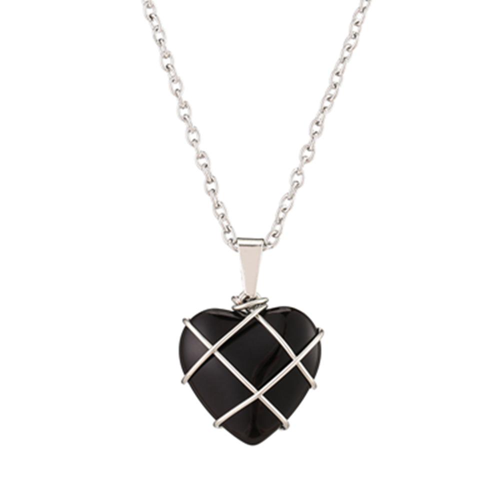 Crystal Heart Necklace with Natural Colored Gemstone Pendant - DIY Wire-Wrapped Heart Shape