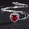 Bright Crystal Red Heart Pendant Necklace for Lady Engagement Accessories Trendy 925 Silver Necklace Choker Women Jewelry Gift