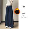 American Trendy Grey Curved-Leg Women's Plus Velvet Thickened Wide-Leg Sweatpants for Autumn/Winter