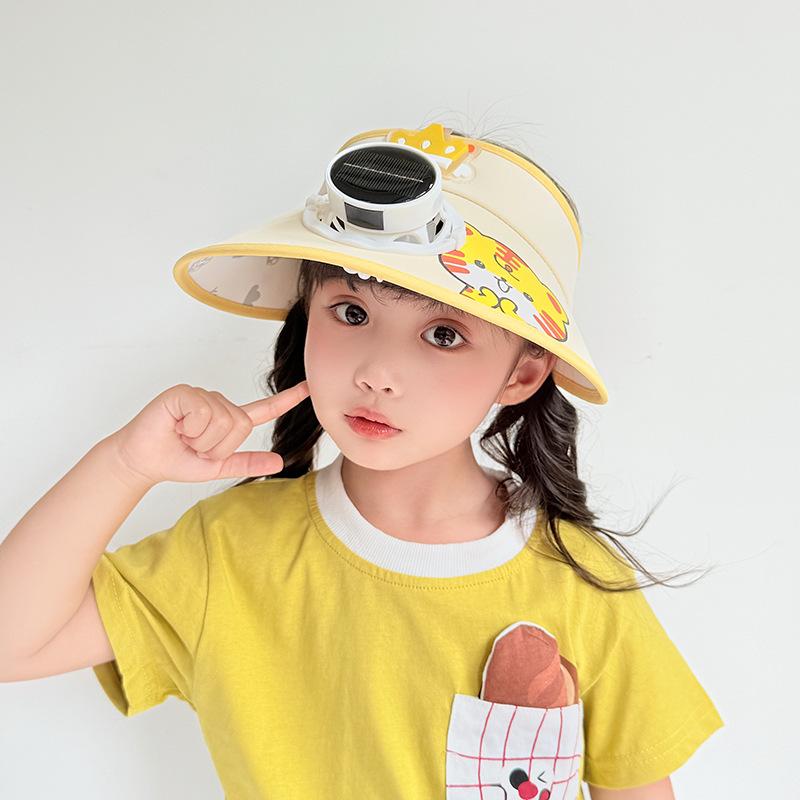 Sonnenhut mit Ventilator Kinder Sonnenschutzhut Jungen und Mädchen Sommer UV Zylinder Baby Sonnenhut