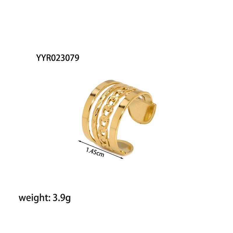 18K Gold-Plated Adjustable Stainless Steel Ring for Women - Simple, Trendy Jewelry Design