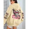 Felpa con cappuccio casual larga da donna, top stampato street fashion