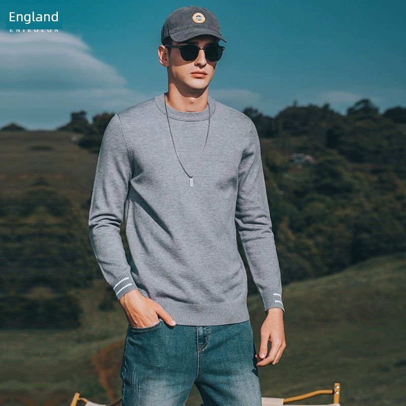 

Injall round Neck Striped Innerwear Casual Sweater Light gray L