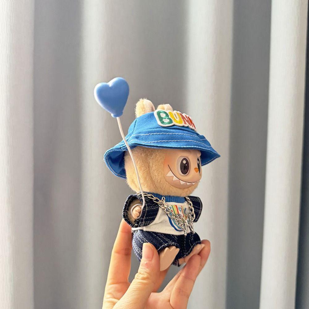 

Bunny Hat Sitting Labubu Time Cloth Rainbow Style 17cm Plush Dolls Clothes Cotton Doll Accessories Style 1