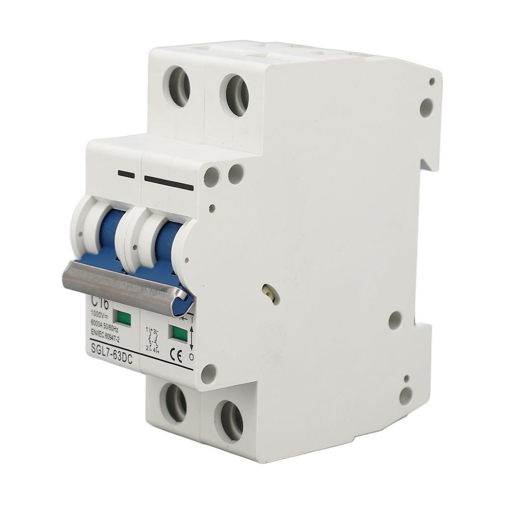 DC Miniature Circuit Breaker 2P 1000V 16A DIN Rail Mount PV System Isolator Disconnect Switch Thermal Magnetic Release