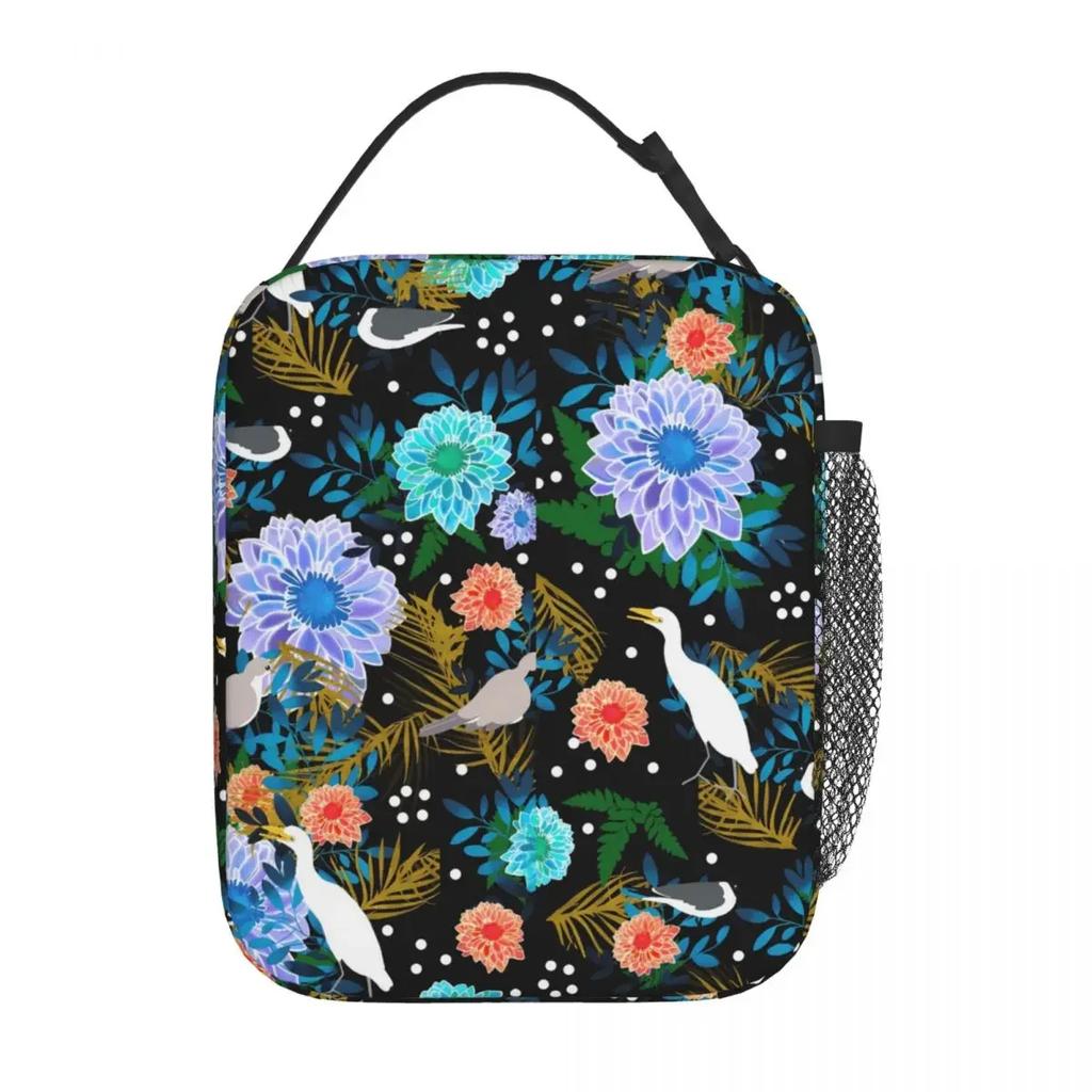Lunch Bag Tropical Floral Convenient Lunch Box For Child Birds Picnic Cooler Bag Casual Waterproof Tote Food Bags Christmas