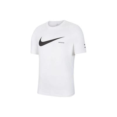 Swoosh Logo Print Knit Crew Neck Short Sleeve T-Shirt Men Tops White DB5858-100