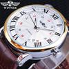 Winner Einfache Mode Herrenuhr Automatische Mechanische Uhr Digitales Zifferblatt Business Lederarmband Uhr