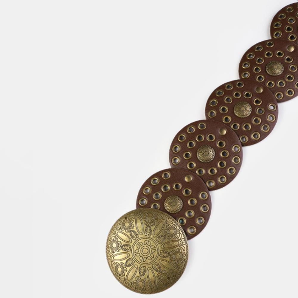 Y2K Retro Denim Women's Western Leather Belt - Versatile, Stylish, Hollow Round Design