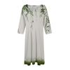 Women's Casual Fashion Round Neck Three-quarter Sleeve Floral Print Midi Dress