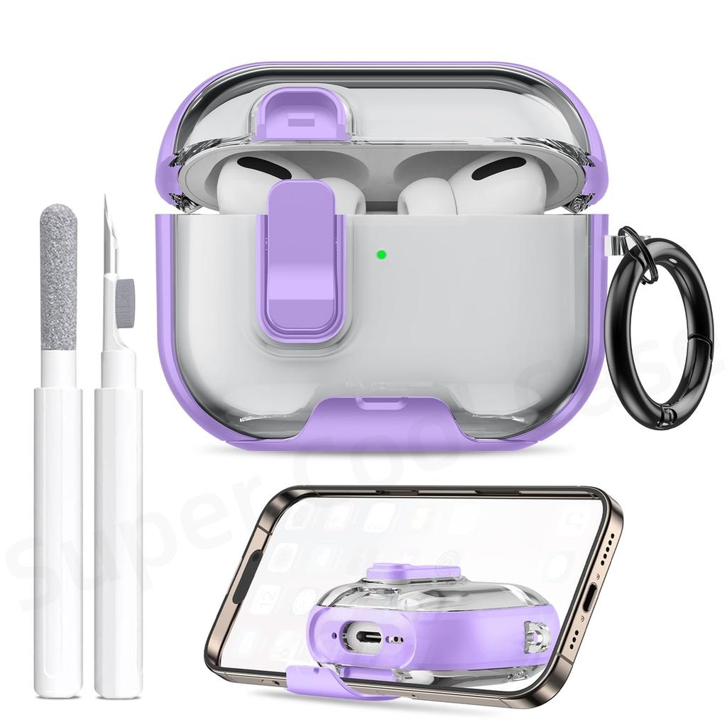 For AirPods Pro 3 Case 2025 with Phone Stand&Cleaner Kit Protective Cover for AirPods Pro 3 with Keychain for Airpods Pro 3 Case
