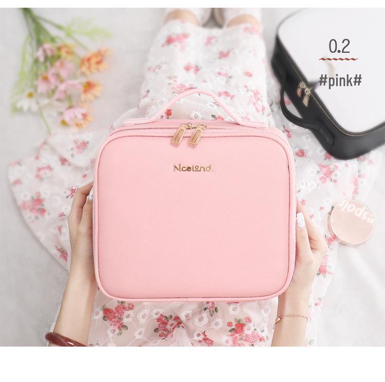 Large Capacity Makeup Bag with Lighted Mirror - Portable Travel Cosmetic Organizer