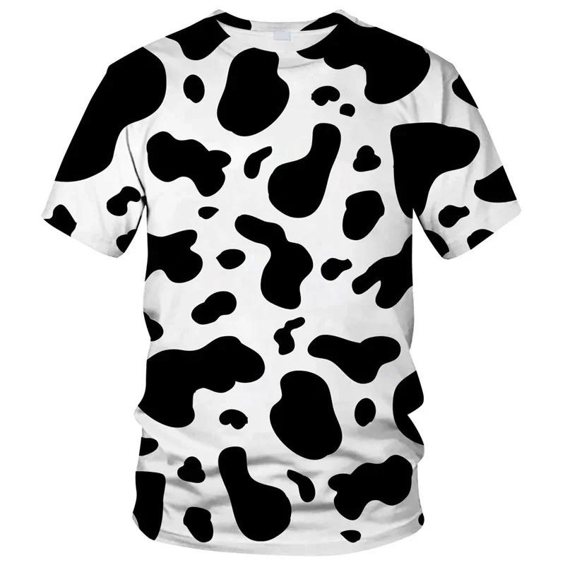 Camiseta Casual de Manga Curta Estampada 3D de Vaca Colorida Fofa para Crianças, Solta, Estilo Rua, Uso Diário, ao Ar Livre, Feriados, para Meninos e Meninas