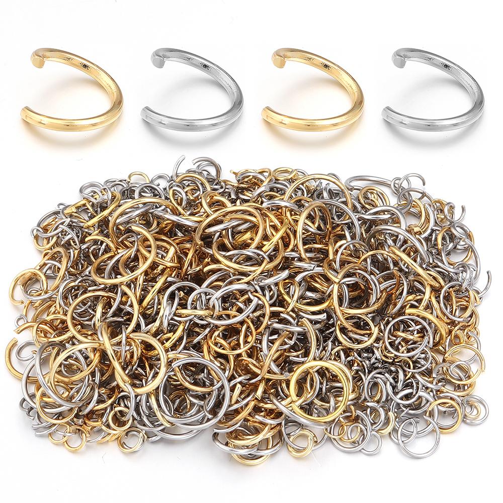 100-200 Stück/Los Edelstahl Sprengringe Spaltring Mehrgrößen Offener Ring Für DIY Schlüsselanhänger Armband Schmuckverbinder Zubehör