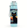 1PC Starry Night Black Cat 750ml Color Plastic Sports Water Bottle Leakproof Flip Straw Lid For Sports Office Home Use