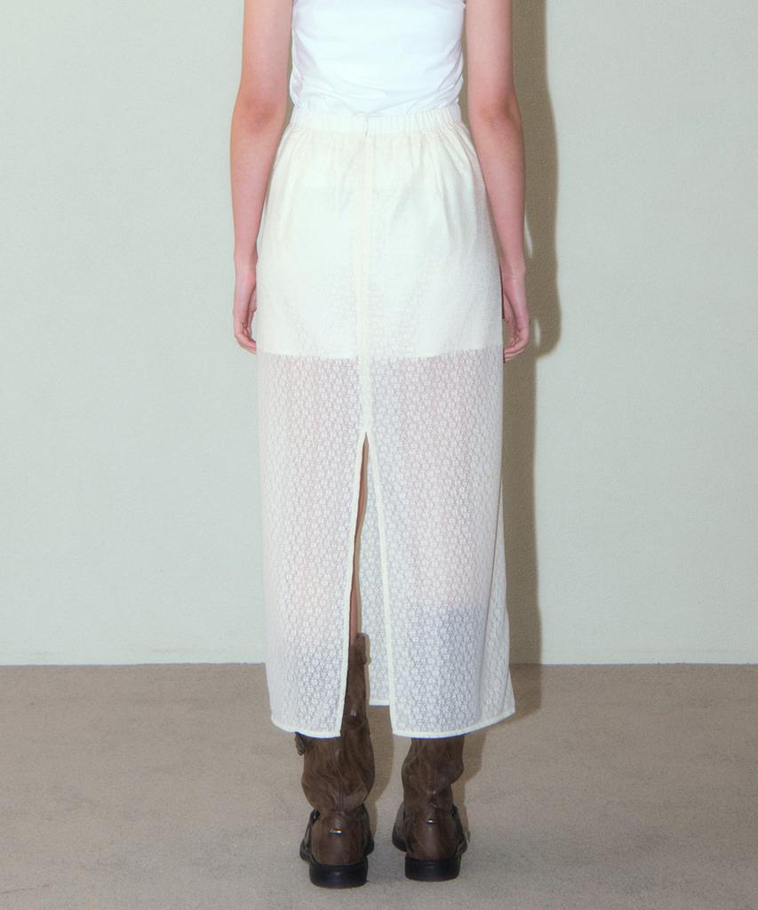 Hauseuobeupondeu Fog Flower Maxi Skirt_Ivory