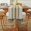 Jacquard Table Runner Geometric Runner, Colorful Triangles Vintage Floral Tassel Edge with Edges for Home Farmhouse Dining Decor Soft