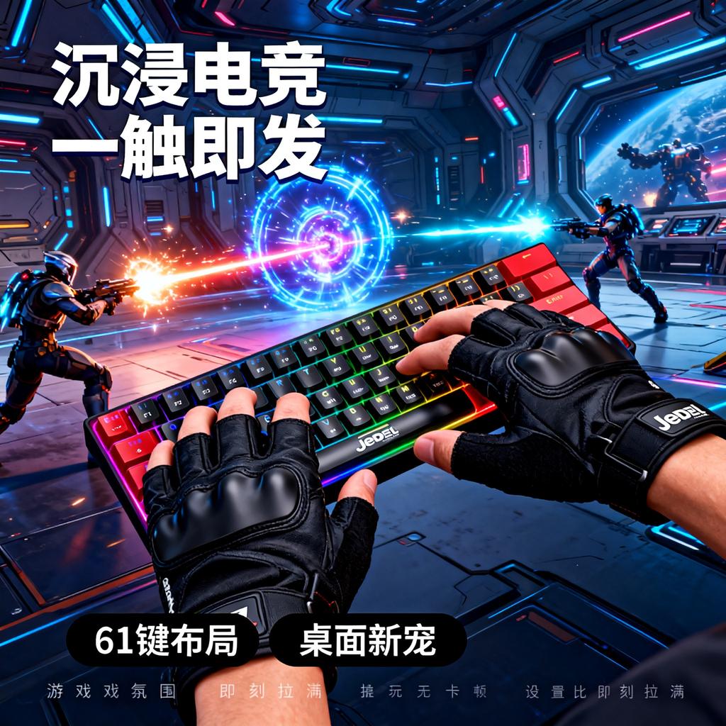 Compact 61-Key RGB Mechanical Keyboard: Portable Wired Mini for Gaming and Office Use