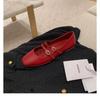 Sheepskin version round head double buckle belt Mary Jane shoes women's commuter low heel flat sole shoes leather ladle shoes