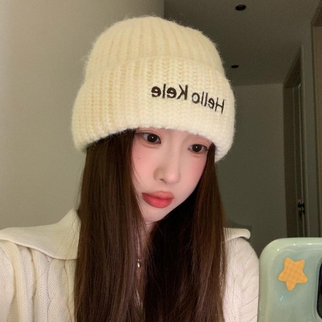 2025 New Alphabet Embroidery Fashion Hat Wool Hat Foreign Knitted Hat Premium Warm Versatile Cold Hat