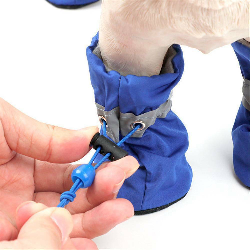 4pcs/set Waterproof Winter Pet Dog Shoes Anti-slip Rain Snow Boots Warm For Smal