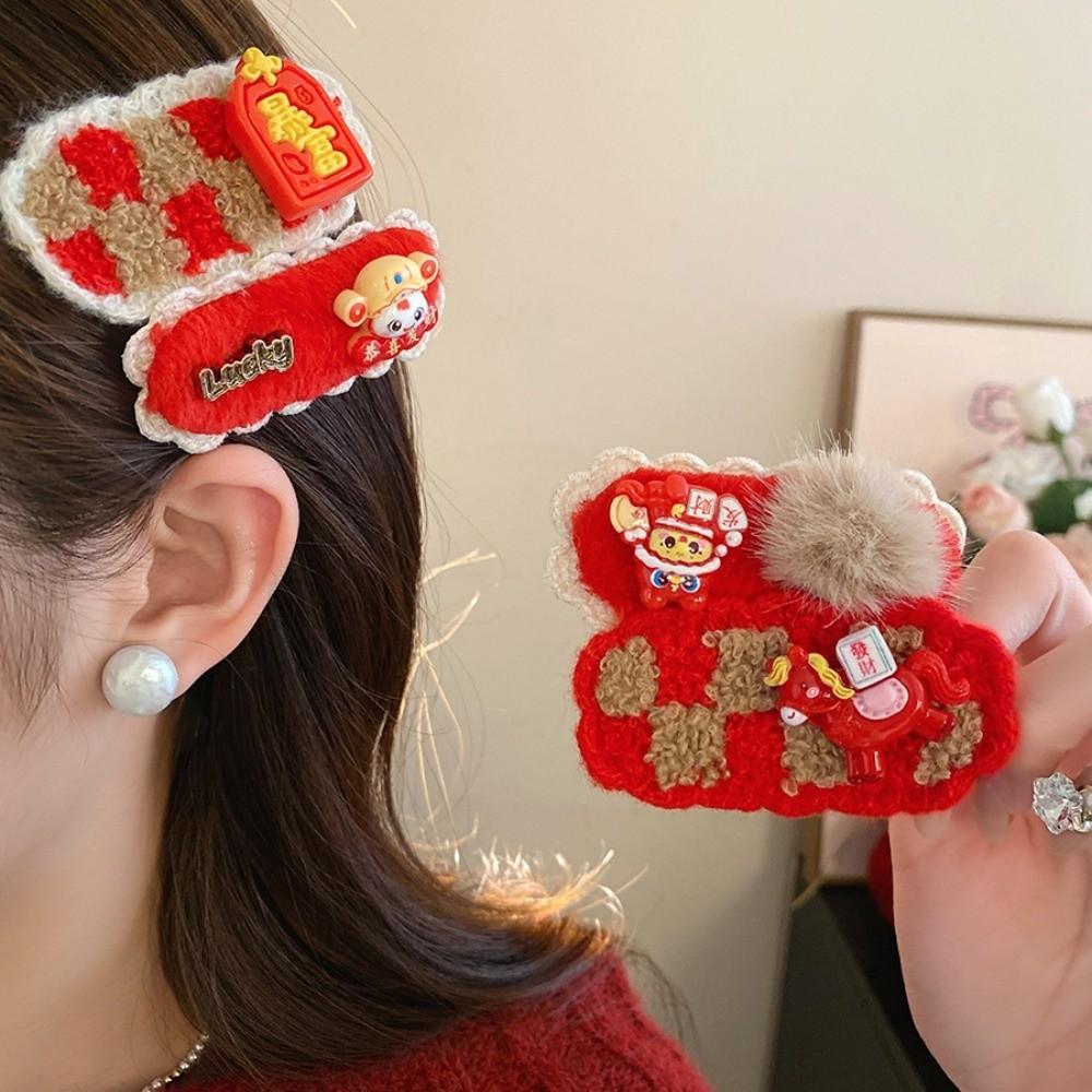 Embroidery Japanese Kimono Headwear Hair Clip New Year Red Hairpin Women/Kids