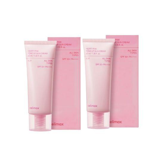 Celimax Heart Pink Tone-Up Sunscreen SPF50+ PA++++ 40ml × 2 Packs