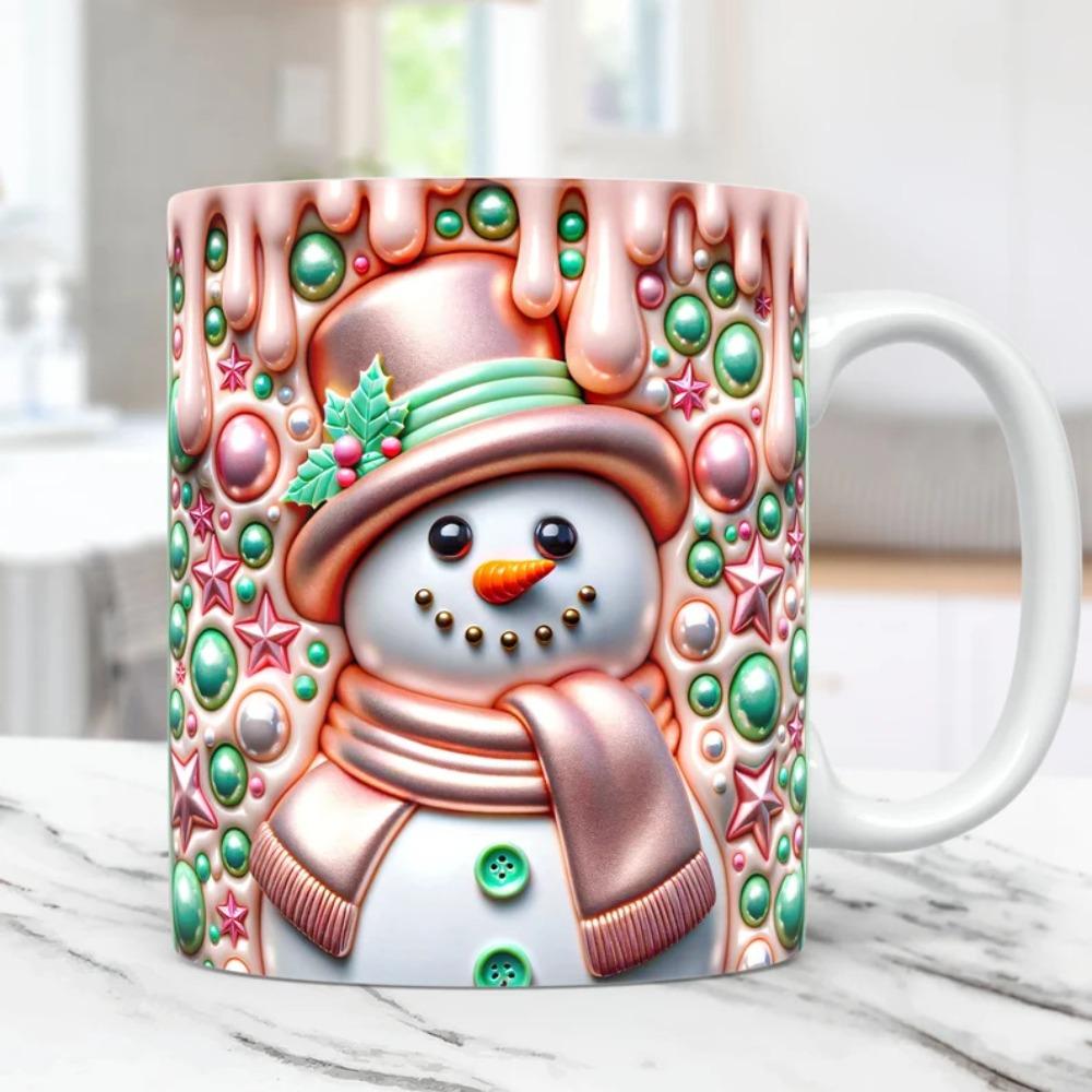 Tazza da caffè in ceramica tazza da tè pupazzo di neve cappello di Natale tazza