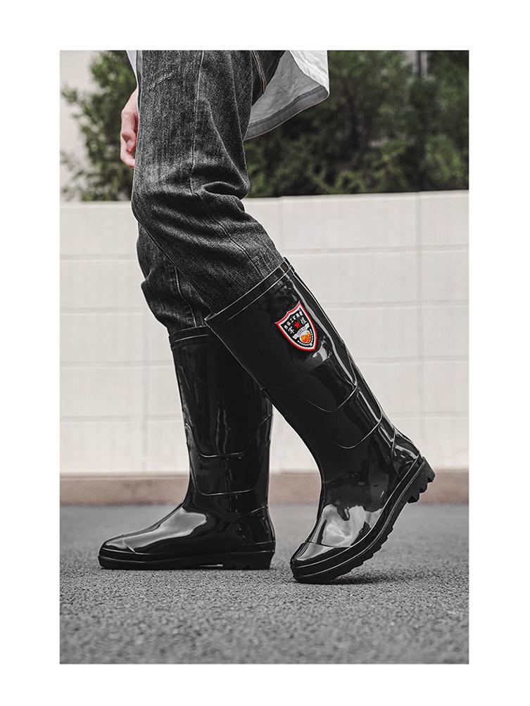 Men's Mid-High Waterproof Rain Boots - Non-Slip Rubber Shoes for Outdoor, Kitchen, or Construction Use