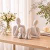 Ceramic Family Statue Set of 4 – Home Decor Items for Living Room, Bedroom, Office & Table Artifact (White)