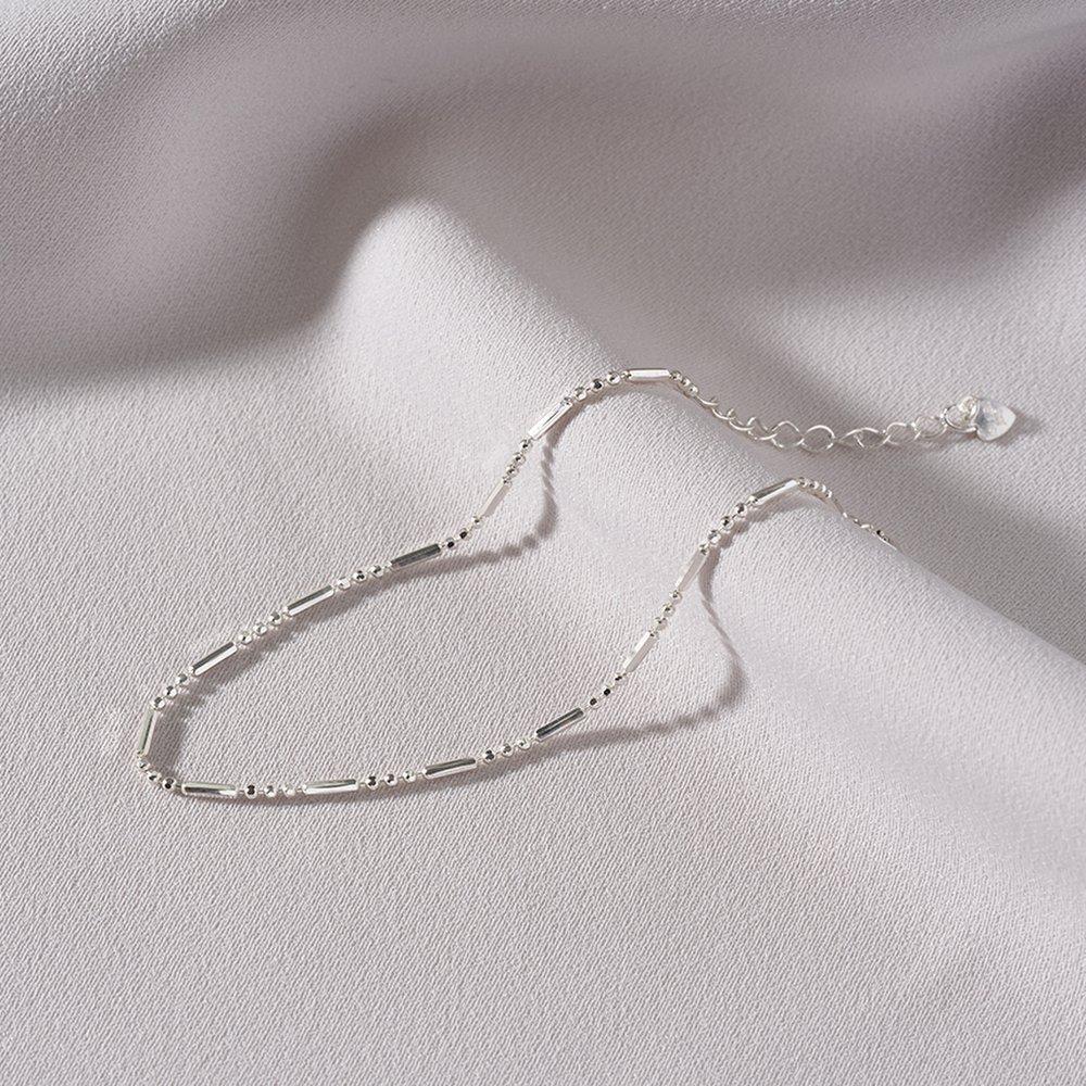 Mimi.J Jewelry 925 Silver Rev Cut Chain Single-Line Anklet