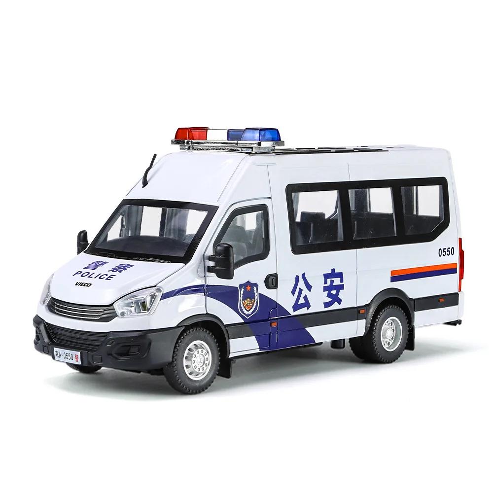 1:24 Scale Police Car Toy Model Alloy Diecast Sound Light Pull Back Doors Opened Simulation Models Gifts Souvenirs for Boys