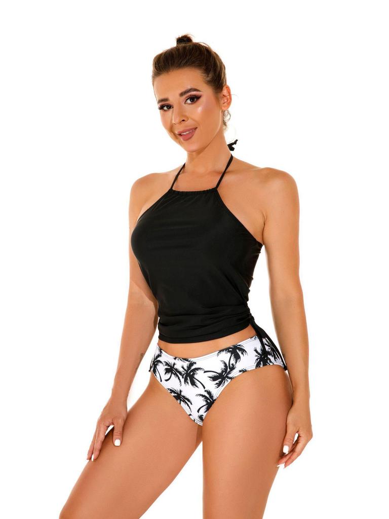 2024 Retro Backless Solid Color Bikini Swimsuit