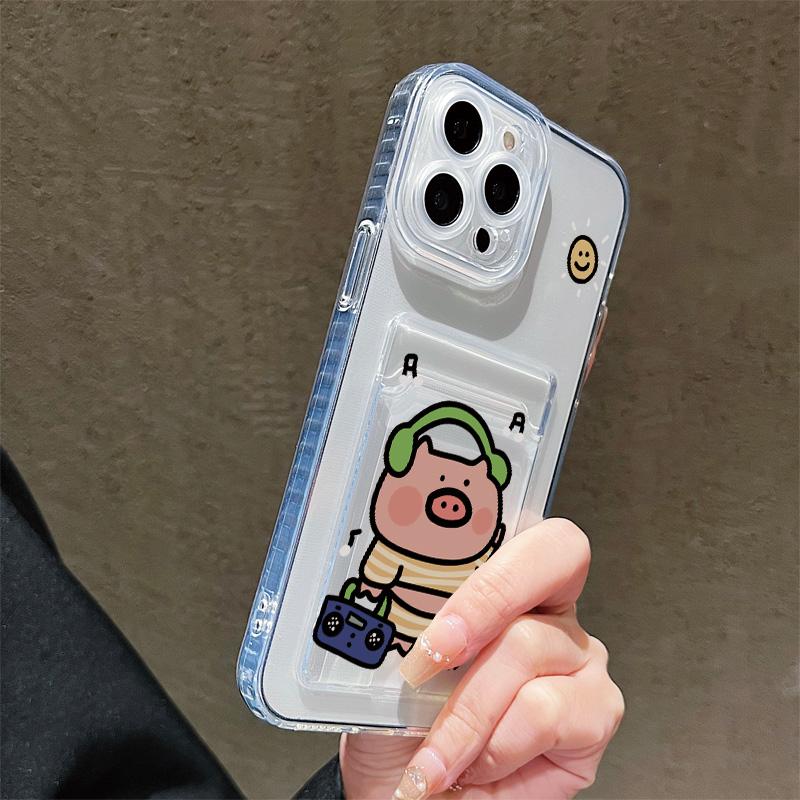 Card Slot Holder Silicone Wallet Pocket Case For  iPhone 17 Air 16 14 13 Samsung S23 S24 S25 Plus Redmi Note 14 13 12 11 10 Cover Clear Phone Bumper