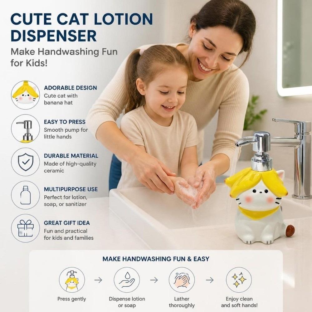 Cartoon Banana Cat Lotion Bottle Banana Cat Shape Cute Hand Soap Dispenser Liquid Soap