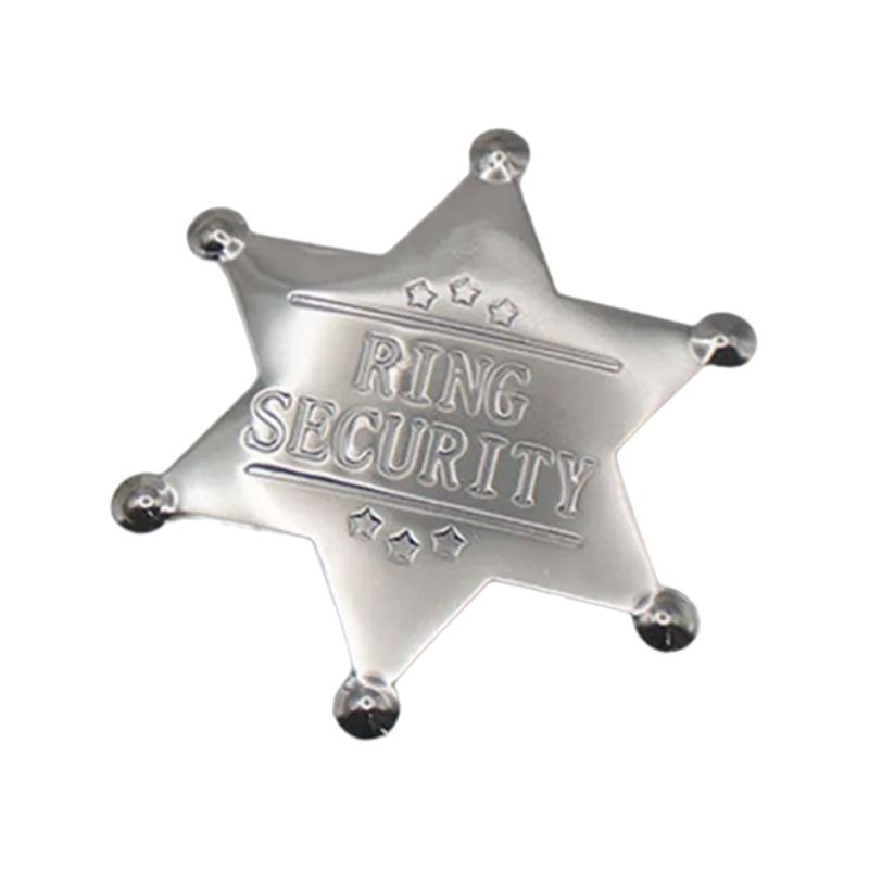 Hexagonal Star Badge Rings Security Badge Pin Decorations Rings Bearer Badge Gift Wedding Accessories for Boys