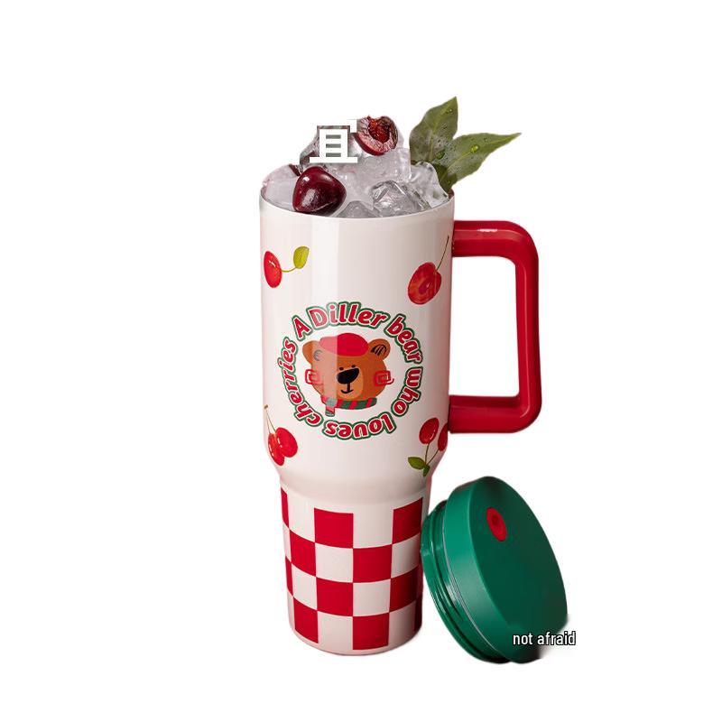 Diller Cherry Bear 1200ML Insulated Stainless Steel Straw Tumbler