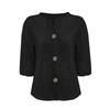 Camiseta de Algodón y Lino Holgada con Cuello en V para Primavera/Otoño 2026 en Europa: Top Casual de Botones Cómodo para Mujer