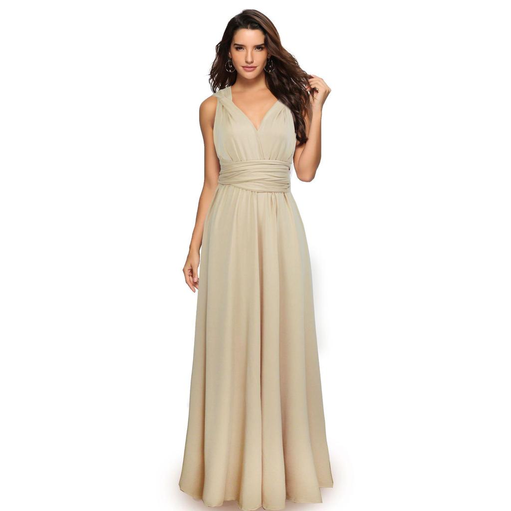 Sexy rückenfreies Modefrauen-langes Kleid ärmelloses lässiges Party-Abendkleid