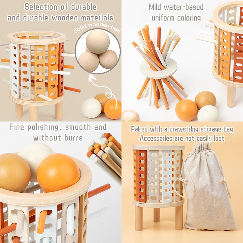 Kids Balance Tower Pick Up Wooden Sticks Social Board Game Logic Thinking Challenge Brain Game Math Count Intellectual Toy Gift