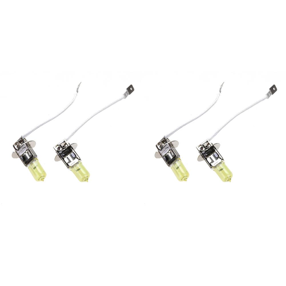 

4/2 шт. H3 12 В 55 Вт желтые галогенные ксеноновые лампочки для автомобильных фар, быстрое рассеивание тепла, неразрушающая установка