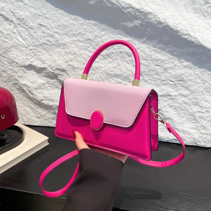 Fashion Bag Cover Contrasting Colors 2025 New Simple Casual Early Spring Foreign Style Women's Shoulder Crossbody Portable Small Square Women's Bag