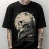 Gothic Skull TShirt Time Devours Vintage Clock Graphic Dark Art Aesthetic Tee Edgy Alternative Streetwear Top