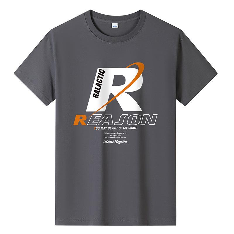 

QICED Летняя футболка с короткими рукавами, мужская футболка с круглым вырезом и трендовым низом XXXL серый