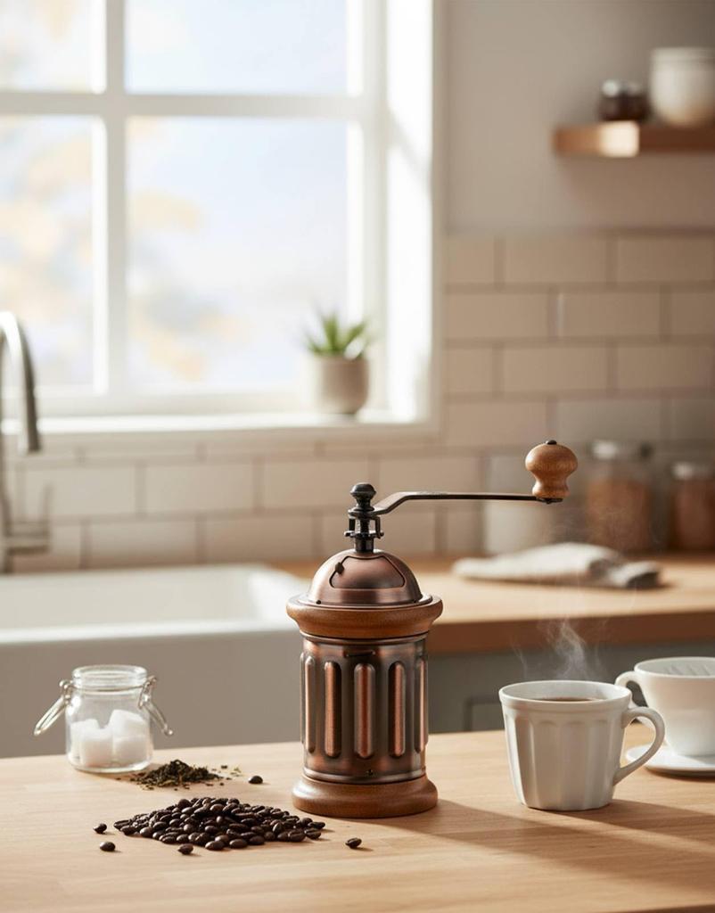 [Used by Many Baristas] Kalita KH-5 Ac Coffee Mill - Wooden and Aluminum Grinder with High Grinding Stability, Adjustable Grind Size, Manual Coffee Gr