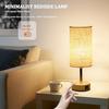 E27 bulb desk lamp with USB port circular linen lampshade suitable for bedroom bedside table decoration light without bulb