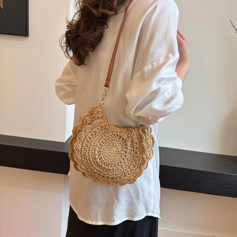 Vintage Woven Handbag New Vacation Round Summer Beach Bag Fashion Crossbody Bag Ladies Messenger Bags Premium Durable
