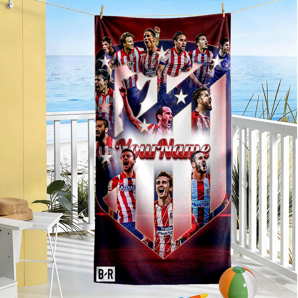 Atletico Madrid Customize Text Beach Towel High Absorbency & Quick-Dry Portable for SwimmingBeachCamping Travel Beach AccessoriesGym
