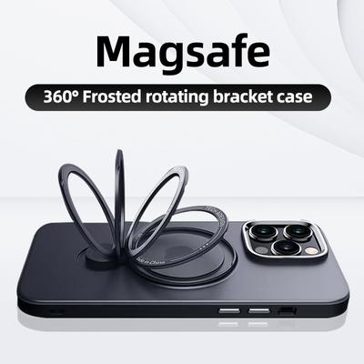 Magnetic Phone Case For Iphone 11 12 13 14 Pro Max Magsafe Wireless Charging Translucent Matte Ring Holder Cellphone Cover Funda