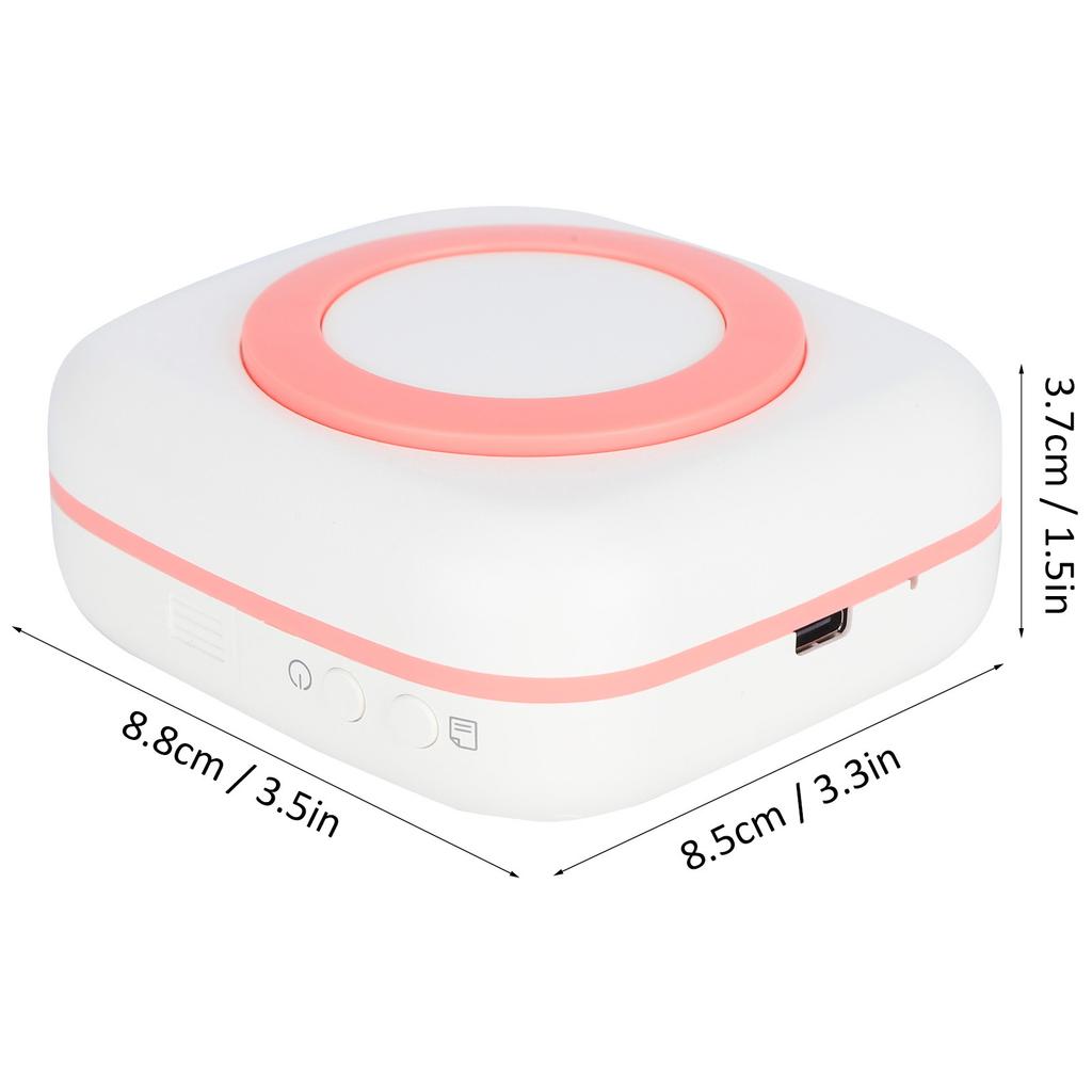Printer 200DPI Portable 8.8x8.5x3.7cm TypeC Thermal Printing Device with 800mAh Battery(Pink )